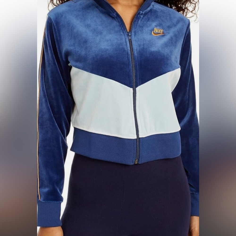 Nike Royal Blue and Sky Blue Women's Velour Jacket